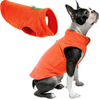 Gooby Fleece Vest Dog Sweater - Pumpkin, Small - Warm Pullover Fleece Dog Jacket with O-Ring Leash for Small to Medium Dogs
