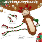 Christmas Squeaky Reindeer Dog Toys-Tug of War Dog Toy for Puppy- Keep Them Busy and Entertained- Interactive Pet Toys for Small & Medium & Large Breeds