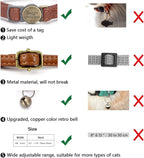 Cat Collar Breakaway, Personalized Leather Cat Collar with Bells-Adjustable Customized Collar with Name & Phone Number Tag for Girl Boy Cats -Quick Release Buckle for Cats & Kittens(Brown)