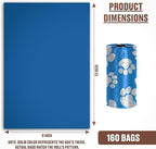 Parisian Pet Ecofriendly Dog Poop Bags Rolls - 160 Count Unscented Poop Bags for Dogs - Leakproof, Extra Thick, 8 Dog Waste Bags Refill Rolls - Blue Doggie Poop Bags - Fits All Dispenser