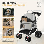 Luxe Haus 4 Wheel Foldable Pet Stroller - Lightweight Dogs and Cats Stroller Upto 50lbs with Mesh Canopy, Storage Basket and Cup Holder, Durable for Walks and Outings (Medium)