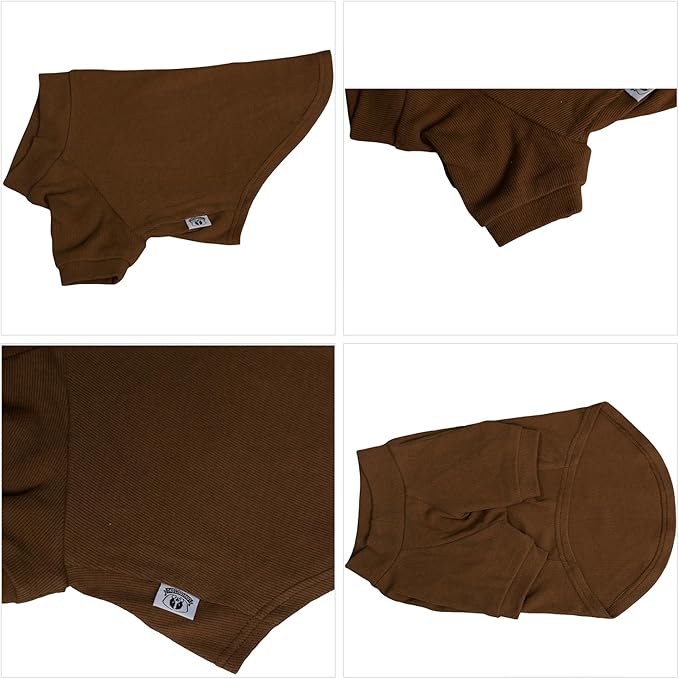 Lovelonglong Ribbed Dog T-Shirt Cotton Knitted Dog Sweaters for All Season Pet T-Shirts for Large Medium Small Dogs Coffee XL