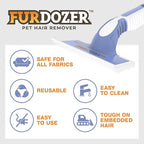 FurDozer Pet Hair Remover & Auto Detailing Tools - Cat & Dog Hair Remover for Carpets, Car Interiors, Couches, Bedding, & Pet Furniture (Purple, X6)
