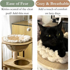Cat Knitted Bed Mat, Extra-Soft Washable Warm Round Pads Cushions for Indoor Kittens, Cat Trees Towers, Perfect for Kneading and Sleeping (White,Medium)