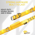 ADITYNA Heavy Duty Dog Collar for Medium Dogs - Reflective Yellow Collar with Handle for Training, and Walking - Wide, Thick, Tactical, Soft Neoprene Padded