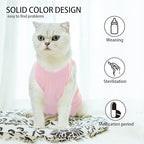 Kitten Onesies,Cat Recovery Suit for Abdominal Wounds or Skin Diseases,After Surgery Wear Anti Licking Wounds,Breathable E-Collar Alternative for Cat Pink L