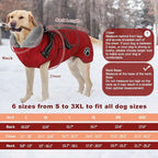 Doglay Dog Jacket Waterproof Dog Coat with Harness Built in, Christmas Puppy Winter Coat Reflective Turtleneck Puffer Snow Jackets for Small Medium Large Dogs