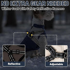 Dog Winter Coat for Small & Medium Dogs (Up to 31lb), Waterproof Dog Coat with Harness, Puppies Windproof Puppy Puffer Jacket, Snowsuit for Dachshund,Frenchie, Corgi (Classic Blue, Medium)