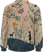 Long Sleeve Shirts for Women Cat Oil Painting Shirt 3D Graphic Sweatshirts Fall Pullover Crewneck Vintage Boho Tops