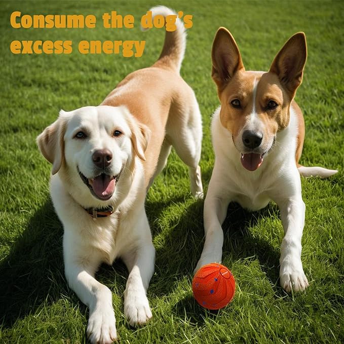 Smart Interactive Dog Toy Automatic Moving Bouncing Chew Herding Ball E-TPU Material for Large and Medium-Sized Dogs Keep Them Busy USB Rechargeable (Orange)
