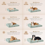 EHEYCIGA Memory Foam Dog Bed Large Sized Dogs, Pet Bed for Large Dog for Crate with Waterproof Liner, Pet Couch Bed Orthopedic with Washable Removable Cover, 35x23x6 Inches, Greyish Green