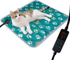 furrybaby Pet Heating Pad, Waterproof Dog Heating Pad Mat for Cat with Durable Anti-Bite Tube Indoor for Puppies Dogs Cats (1 Pack Green, 17 X 17in, Temp Adjustable)