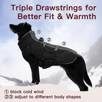 Dog Coat - XS, Warm Zip Up Snowsuit Dog Harness Vest, Reflective, Water-Resistant, Black