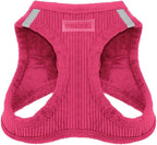 Best Pet Supplies - All Weather Mesh/Plush, Reflective, No Pull Harness for Small, Medium Dogs, Cats - Secure with Hook & Loop Fastener, Buckle, Double D-Rings - Fuchsia Corduroy, L