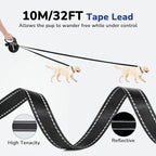 Pecute 32ft Retractable Dog Leash with Reflective Strips, One-Button Control & Sturdiness Nylon Material, Long Leash Retractable with Poop Bag Holder for Medium Large Dog