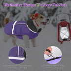 Dogcheer Warm Dog Coat, Waterproof Dog Jacket Christmas Puppy Winter Coat with Buckle, Reflective Adjustable Pet Snow Jacket Fleece Sweater for Small Medium Large Dogs - Taro Purple M