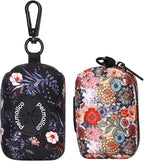 Petmolico Dog Poop Bag Holder Leash Attachment, Waste Bag Dispenser Zippered Pouch - 2 Pack, Fits Any Leash, Includes Free Roll of Bags, Boho Floral