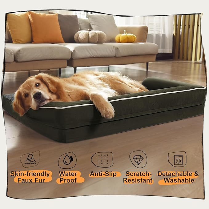 Small Dog Bed Orthopedic Washable Cat Bed Memory Foam Small Couch Sofa Indoor Comfy Pet Beds with Waterproof Removable Cover & Non-Slip Bottom