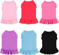 6 Pieces Dog Dresses Shirt Skirt Sleeveless Dress Breathable Pet Shirts with Ruffles Puppy Sundress Outfits for Dogs and Cats (M Size)
