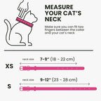 BRONZEDOG Leather Cat Collar with Removable Bells Non Breakaway Kitten QR Tag for Girl Boy (7" - 9" for Cats, Pink & Gold)