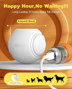 LED Dog Ball Rechargeable, Light Up Dog Ball Toys, Bounce-Activated Durable Fetch Ball, Natural Rubber, Unique Scent, 2.5 inches, for Small & Medium Dogs (Orange)