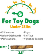 Lucky Premium Treats Beef Basted Rawhide – All-Natural Rawhide and Beef Dog Treats for Extra Small Dogs, Gluten Free Premium Toy Breed Dog Treats (50 Chews)