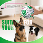 Size 3 Interactive Dog Football with Strap, White & Green, Eye-Catching Star and Paw Print Design, Ideal Outdoor Training Pet Toy, Perfect Choice for Medium & Large Dogs' Playtime