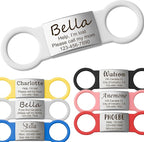 Anavia Slide On Silent Pet ID Tags, S/M/L/XL Personalized Multi-Color Silicone Band Cat Dog Name Tags, Customized Engraved Stainless Steel, Chew-Proof Quiet Dog Collar Tags (Medium, White)