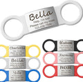 Anavia Slide On Silent Pet ID Tags, S/M/L/XL Personalized Multi-Color Silicone Band Cat Dog Name Tags, Customized Engraved Stainless Steel, Chew-Proof Quiet Dog Collar Tags (Large, White)