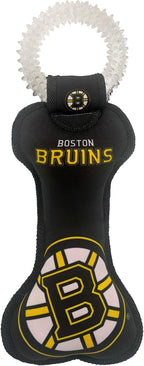 Pets First NHL Boston Bruins Dental Dog TUG Toy with Squeaker. Tough PET Toy for Healthy Fun, Teething & Cleaning Pet's Teeth & Gum., Team Color, one Size (BRU-3310)