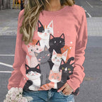 Womens Long Sleeve Tops Y2k Japanese Art Print Sweatshirts Fall Pullover for Women Crewneck Vintage Shirts Boho Tops