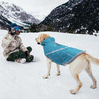VIVAGLORY Snowrap Dog Coat, Jacket with Harness Hole & Velcro Closure, Dog Coat for Winter & Cold Weather, Fluffy Warm Fleece Lined Reflective Water Resistant for Puppy, S, Turquoise