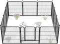 FXW Garden Fence Outdoor for The Yard – 32in(H) x 27.3ft(L) Heavy Duty Metal Animal Barrier for Dog and Rabbit, Decorative Dog Fence, 12 Panels, Black