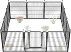 FXW Garden Fence Outdoor for The Yard – 32in(H) x 27.3ft(L) Heavy Duty Metal Animal Barrier for Dog and Rabbit, Decorative Dog Fence, 12 Panels, Black