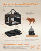 Feandrea 24 Inches Collapsible Soft Dog Crate, Portable Travel Dog Crate for Indoor and Outdoor Use, Dog Carrier Kennel with Safety Zippers, for Living Room, Car, Travelling, Camping, Black UPDC60H