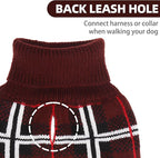 PUPTECK Dog Christmas Sweaters for Large Medium Small Dogs - Fall Classic Plaid Style Puppy Holiday Winter Coat Clothes Warm, Deep Red, XL