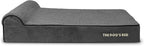The Dog’s Bed Orthopedic Headrest Dog Bed XL Grey Plush, Memory Foam, Pain Relief for Arthritis, Hip & Elbow Dysplasia, Post Surgery, Lameness, Waterproof Washable Cover