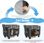 Extra Large Pet Cat Carrier with Wheels, Rolling Pet Carrier for 2 Cats or Medium Dog, 24" X 15" X 17" Portable Dog Cat Crate for Large Cat, Support up to 40 Lbs, Grey