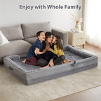 WNPETHOME Human Dog Beds for People Adults, Washable Faux Fur Nap Bed Adult Oval for People, Calming Human Size Giant Dog Bed Fits Pet Families with Storage Pocket Grey