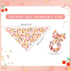 E-Clover Pink Floral Dog Bandanas & Matching Scrunchie Set Cute Dog Scarf Bibs Pet Bandana with Bow Tie for Medium Large Dogs Owner Mom Spring Summer
