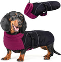 DORA BRIDAL Dachshund Coat, Fleece Lined Dog Winter Coat, Warm Dog Coats with Reflective Strips, Adjustable Waterproof Pet Jacket Clothes, S