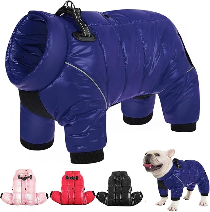 AOFITEE Dog Coat, Waterproof Dogs Jacket for Winter, Warm Fullbody Small Dog Snowsuit, Winter Coat for Small Dogs, Zip Up Pet Puffer Jacket Fleece Vest, Outdoor Reflective Pet Snow Jackets, XXL