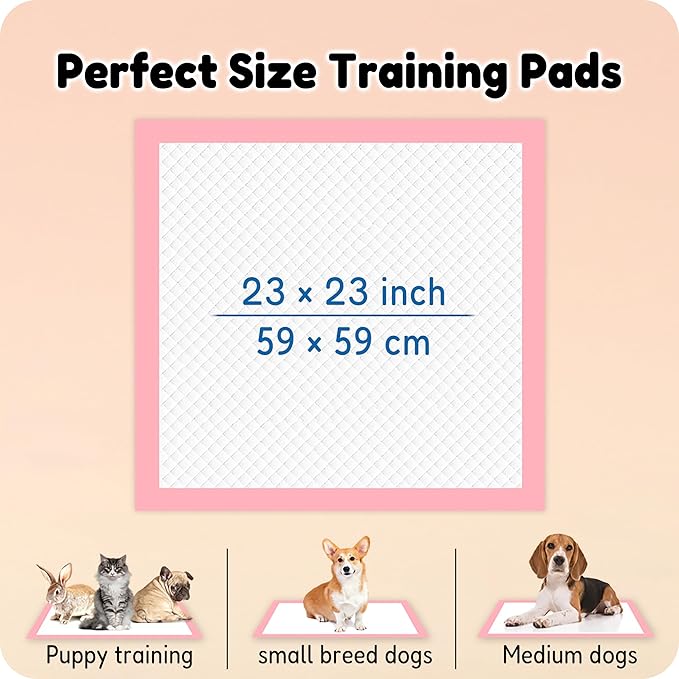 MoMoCo Puppy Pads, 23"x23"-100 Count Dog Pee Pads, Super Absorbent Extra Large Disposable Dogs Training Pads , Leak-Proof, Quick-Drying Dogs Potty Pads for Doggies Puppies