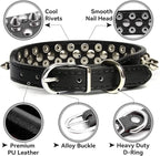 Spiked Dog Collar Soft Pu Leather Mushrooms Rivet Spike Studded Puppy Adjustable Pet Collars for Small Breeds (M, Purple)