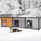 GUTINNEEN Outdoor Dog House with Insulated Liner,Durable Waterproof Puppy Shelter for Small & Medium & Large Dogs,Indoor Wooden Dog Kennel for Winter,Cozy Design(Brown)