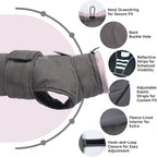 Dog Winter Coat for Small to Large Dogs(XS-XXXL)– Waterproof Windproof Fleece Lined Jacket with Reflective Trim,Pet Vest with Adjustable Buckles, Machine Washable Grey 3XL