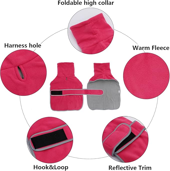 Geyecete Dachshund Sweaters for Dogs Dog Jacket,Dachshund Coat Perfect Dog Winter Coat with Padded Fleece Lining and high Collar,Dog Snowsuit with Adjustable Bands Sizes-Pink-XS