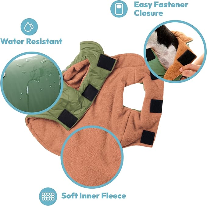 Gooby Sports Vest Dog Jacket - Orange, Small - Reflective Dog Vest with D Ring Leash Warm Fleece Lined Hook and Loop Closure for Small to Medium Dogs