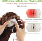 PETGEEK Interactive Squeaky Dog Toy, Automatic Moving Vibrating Dog Balls with Plush Cover, Rechargeable Perro Juguetes with Recording and Music Mode, Crinkle Pet Plush Toy for Boredom, Brown