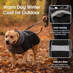 ASENKU Dog Coat, Dog Winter Jackets with Fleece Turtleneck, Windproof, Reflective Pet Snow Jacket for Cold Weather, Coats for Large Dogs, Black, XL